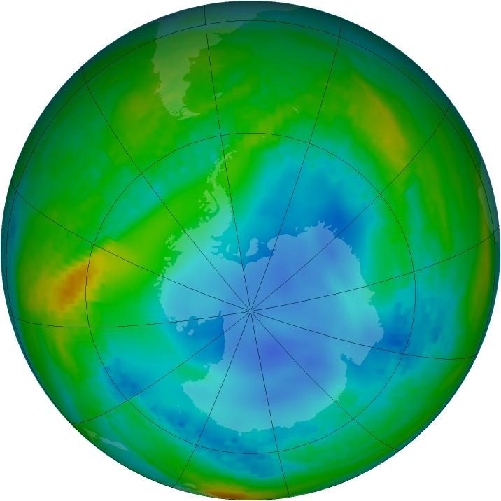 Antarctic ozone map for 23 July 2003
